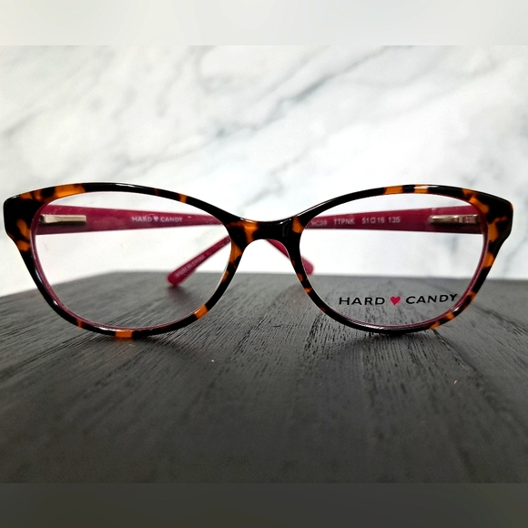 NEW Hard Candy Women Eyeglass Frame Full Rim,Tortoise/pink 51-16-135, Rx'able - Picture 1 of 5